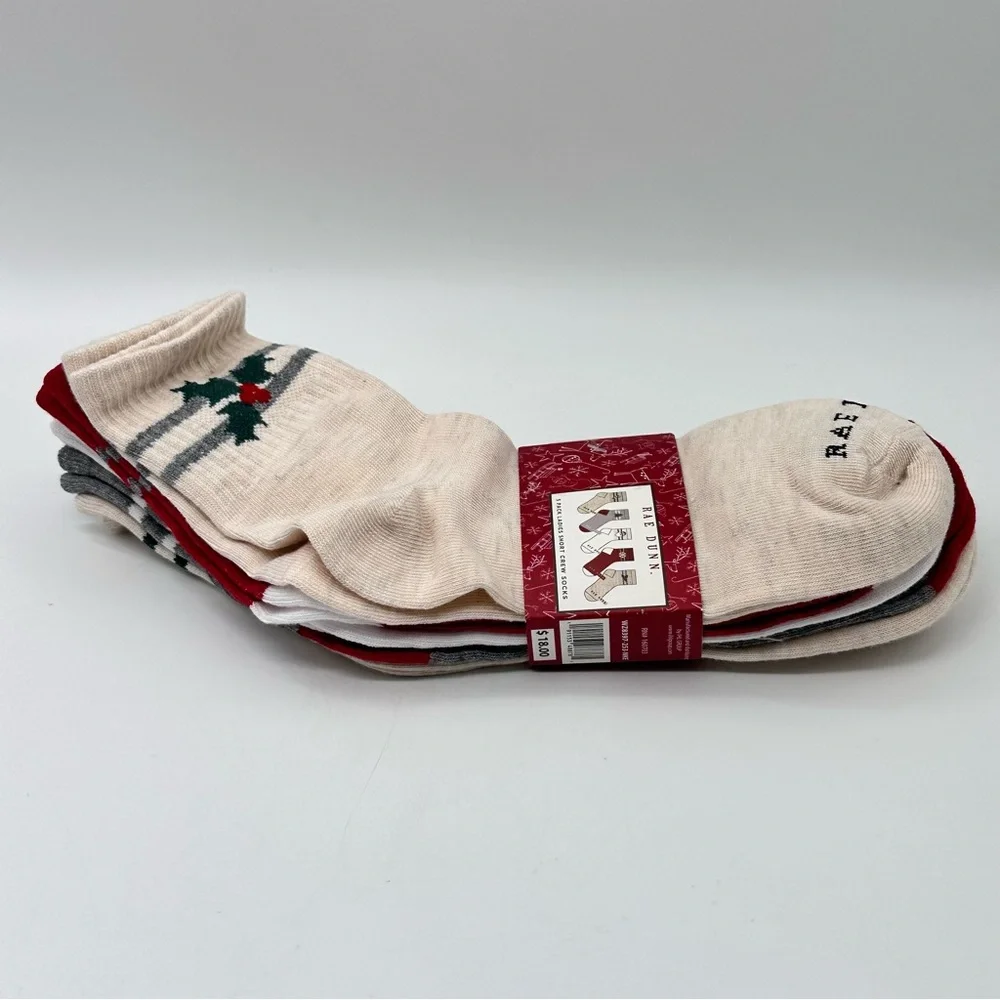 Rae Dunn 5-pack Ladies Short Crew Socks Holiday Christmas Limited Edition